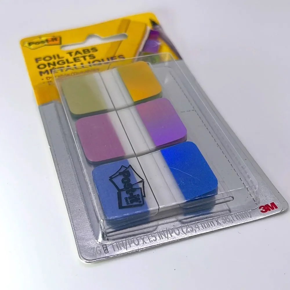 NWT Post-It Foil Tabs, Iridescent Colors, 36 Tabs/Pack